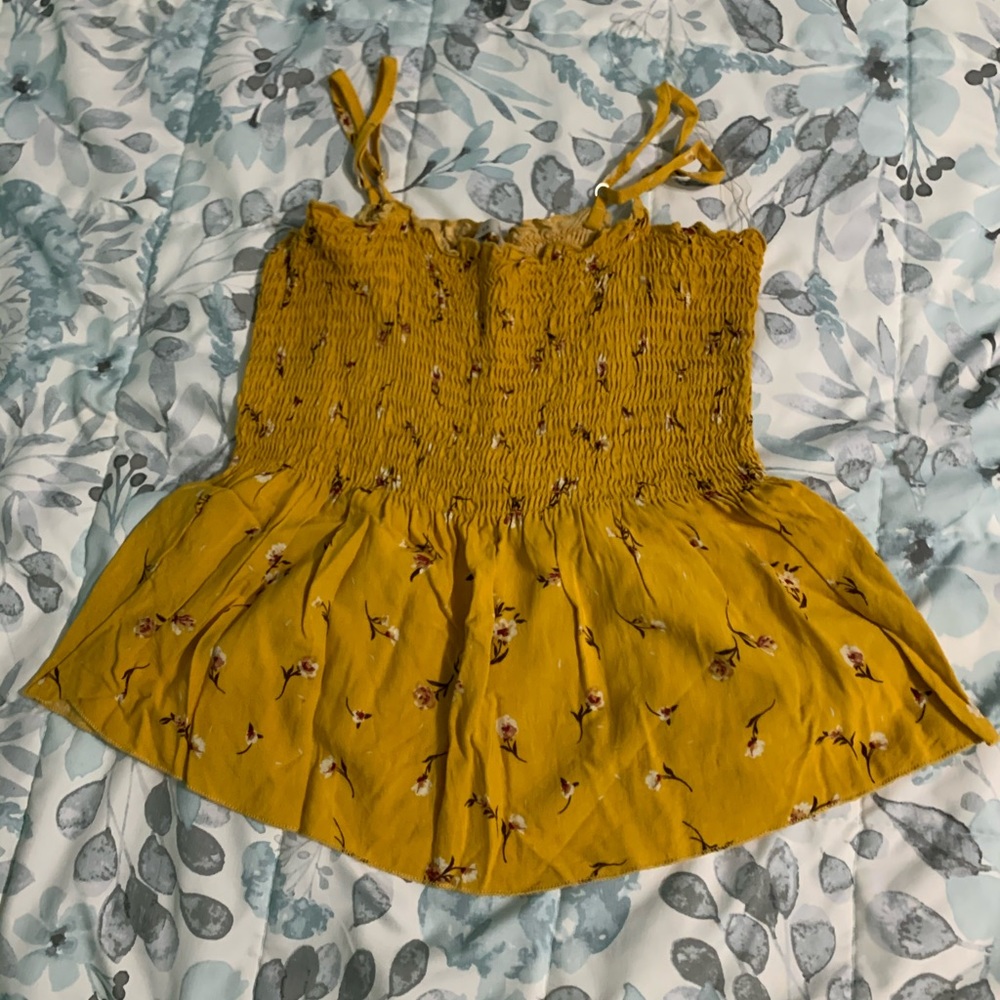 Yellow Floral Cute Top